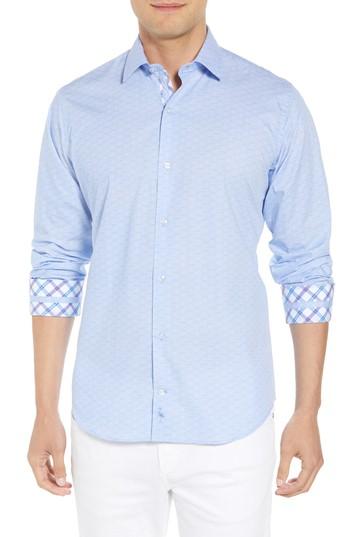 Men's Tailorbyrd Beckham Regular Fit Plaid Sport Shirt - Blue