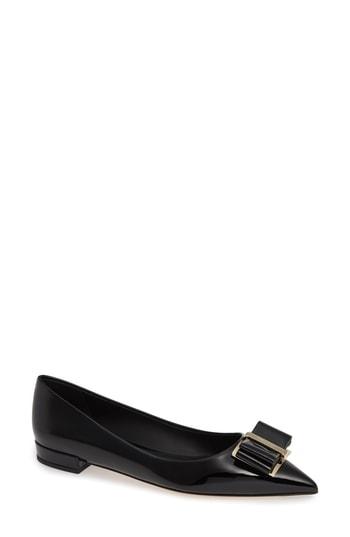 Women's Salvatore Ferragamo Zeri Pointy Toe Flat C - Black