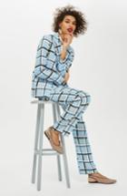 Women's Topshop Check Trousers Us (fits Like 0-2) - Blue