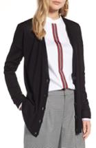 Women's Halogen V-neck Merino Wool Cardigan, Size - Black