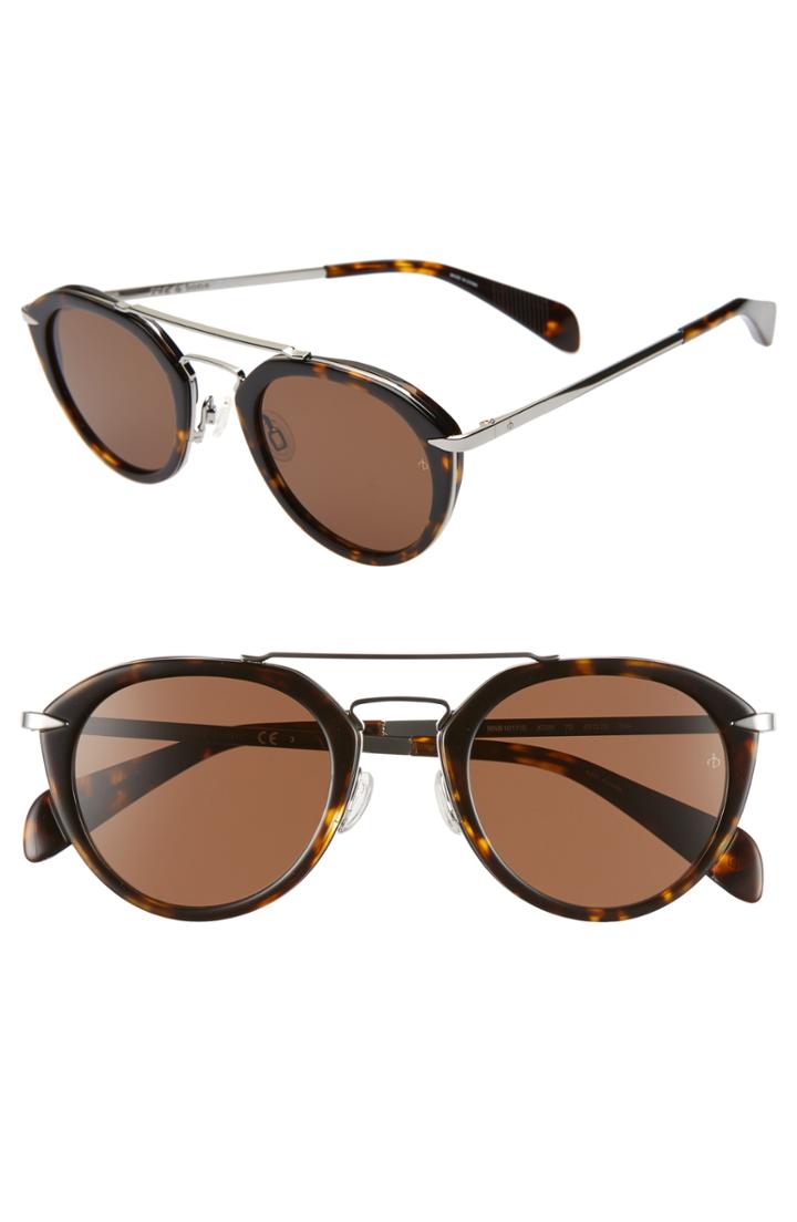 Women's Rag & Bone 49mm Round Sunglasses - Green/ Havana