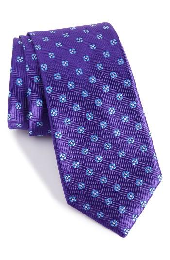 Men's Nordstrom Men's Shop Harry Neat Medallion Silk Tie, Size - Purple