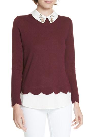 Women's Ted Baker London Suzaine Layered Sweater - Burgundy