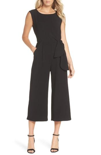Women's Tahari Sleeveless Crepe Crop Jumpsuit - Black