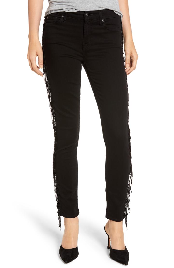 Women's 7 For All Mankind Beaded Fringe Ankle Skinny Jeans