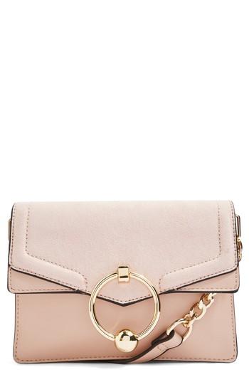 Topshop Seline Faux Leather Crossbody Bag - Beige