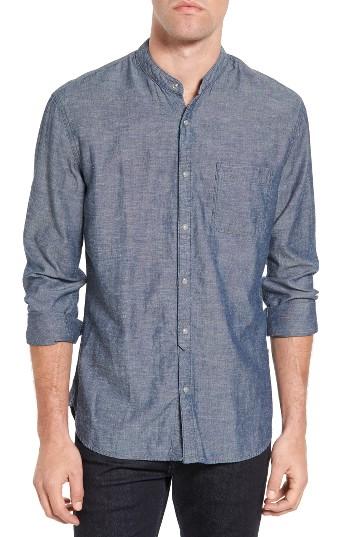 Men's John Varvatos Star Usa Trim Fit Chambray Band Collar Sport Shirt
