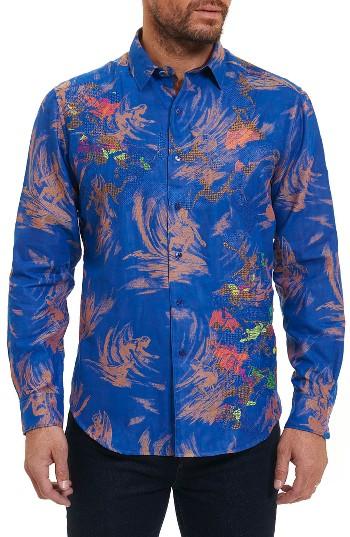 Men's Robert Graham Samo 20 Classic Fit Embroidered Sport Shirt - Purple