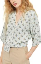 Women's Topshop Tilly Tie Sleeve Blouse Us (fits Like 0-2) - Green