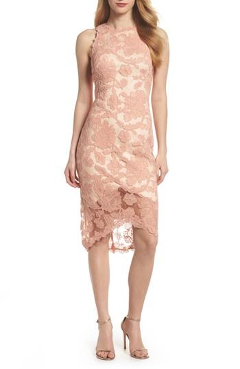 Women's Tadashi Shoji Embroidered Tulip Hem Sheath Dress - Pink