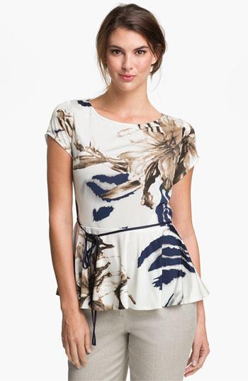 Alberto Makali Floral Peplum Top Navy