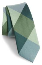 Men's The Tie Bar West Bison Plaid Wool & Silk Skinny Tie, Size - Green