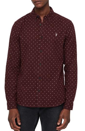 Men's Allsaints Bethel Slim Fit Dot Flannel Shirt - Red
