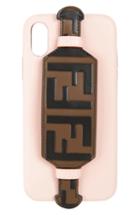 Fendi Logo Iphone X Leather Case - Pink