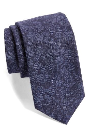 Men's Ted Baker London Floral Denim Skinny Tie, Size - Blue