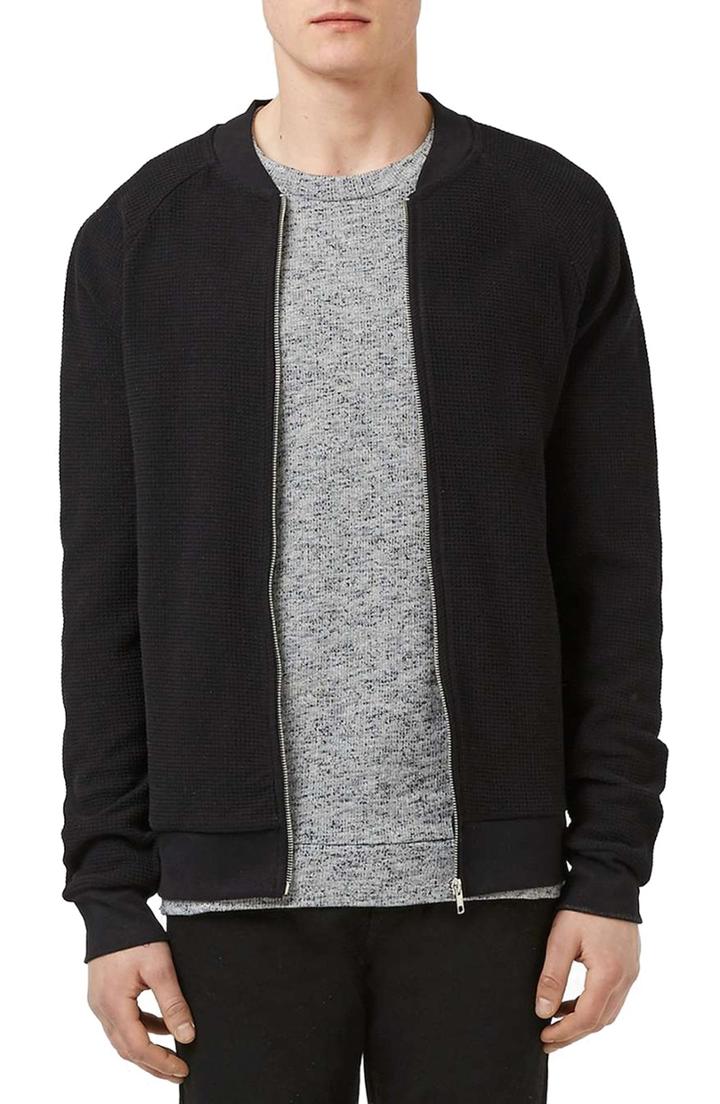 Men's Topman Waffle Knit Bomber Jacket