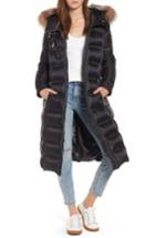 Women's Andrew Marc Charlize 42 Hooded Water Resistant Down Coat With Genuine Fox Fur Trim - Black