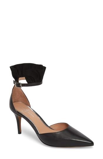 Women's Linea Paolo Pammy Ruffled Pointy Toe Pump M - Black