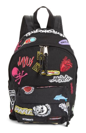 Vetements Mini Embroidered Sticker Backpack - Black