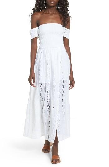 Women's J.o.a. Off The Shoulder Cotton Eyelet Dress