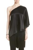 Women's St. John Collection Drape Liquid Satin One-shoulder Top - Black