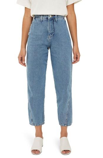 Women's Topshop Boutique Displaced Seam Boyfriend Jeans Us (fits Like 0-2) X - Blue