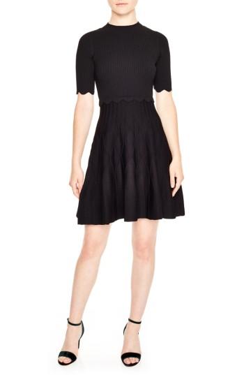 Women's Sandro Fit & Flare Knit Dress - Black