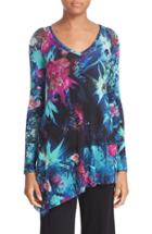Women's Fuzzi Floral Print Tulle Top - Blue/green