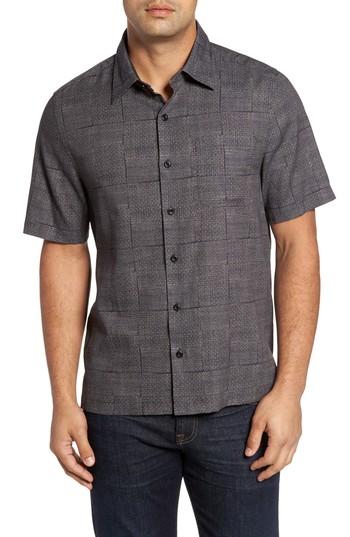 Men's Nat Nast Alta Classic Fit Silk Blend Camp Shirt, Size - Black