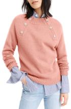 Women's J.crew Sweater With Jeweled Buttons, Size - Ivory