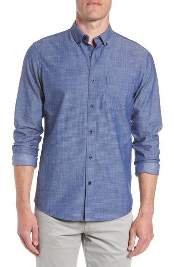 Men's 1901 Trim Fit Jacquard Print Sport Shirt - Blue