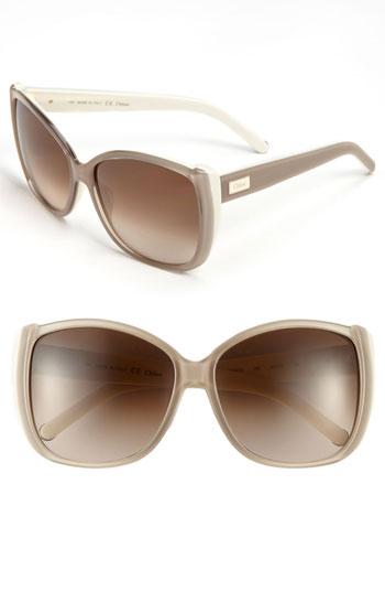 Chloe 60mm Oversized Sunglasses Beige/ Crystal