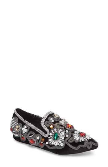 Women's Jeffrey Campbell Horatio Embellished Loafer .5 M - Black