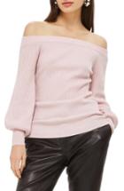 Women's Topshop Off The Shouler Sweater Us (fits Like 0) - Pink