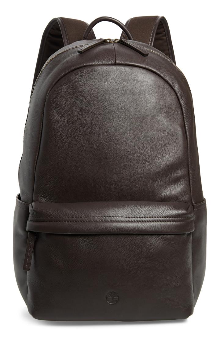 Men's Timberland Tuckerman Leather Laptop Backpack - Brown