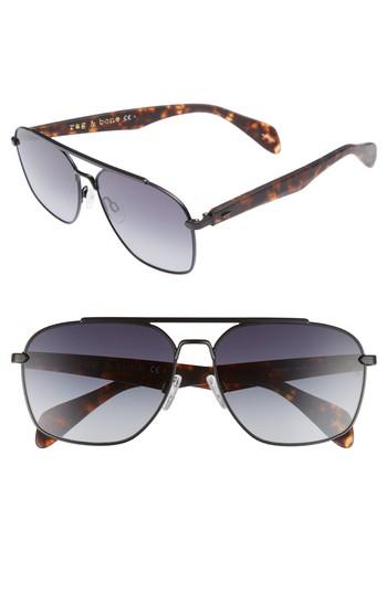 Men's Rag & Bone 60mm Gradient Navigator Sunglasses - Matte Black/ Havana