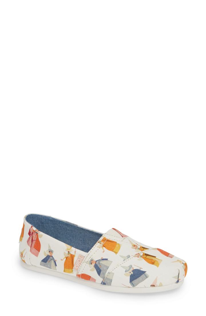 Women's Toms X Disney Graphic Alpargata Slip-on .5 B - White