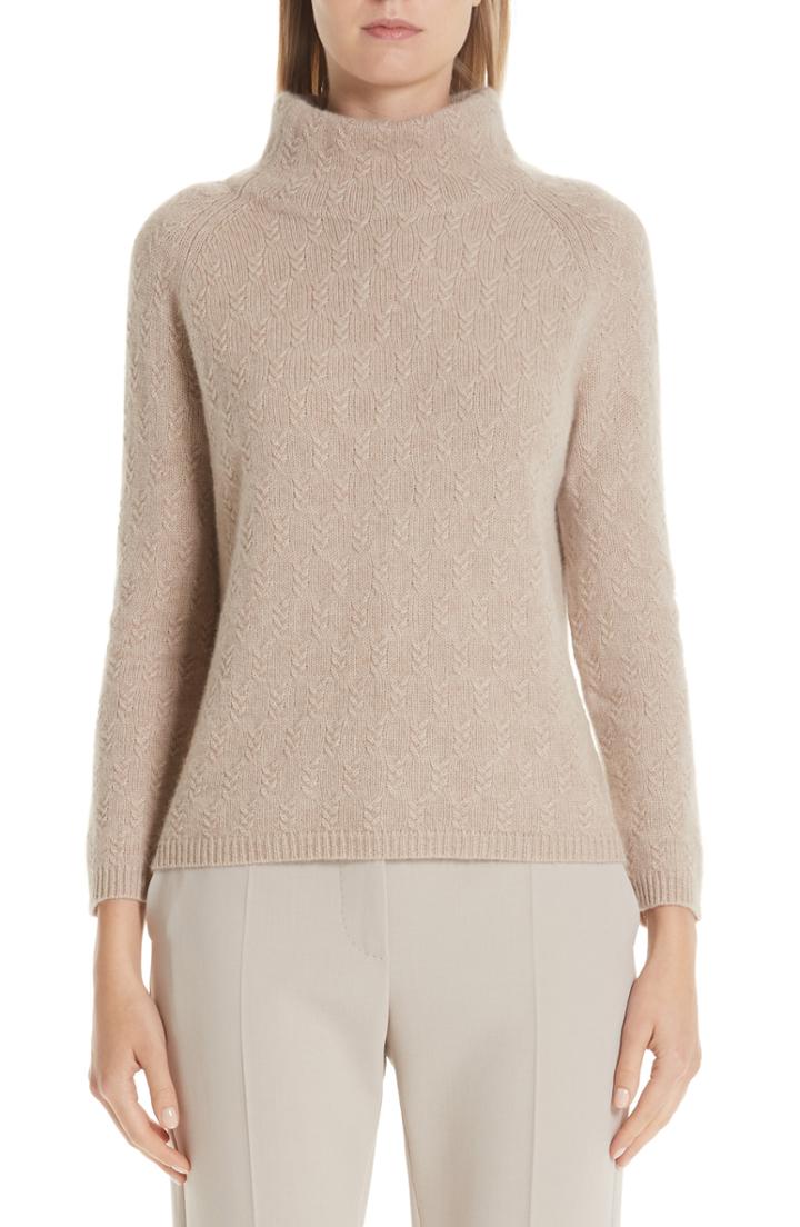 Women's Max Mara Leandra Cashmere Cable Knit Sweater - Beige