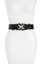 Women's Raina Queen Scorpion Leather Belt, Size - Black/ Black Crystal
