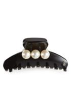 Alexandre De Paris Imitation Pearl Embellished Hair Clip, Size - Black