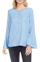 Women's Two By Vince Camuto Bell Sleeve Chambray Blouse - Blue