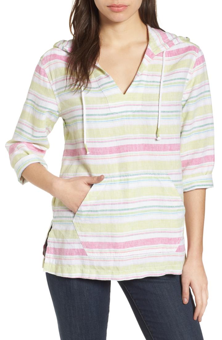 Women's Tommy Bahama Tulum Stripe Linen Hoodie
