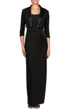 Women's Alex Evenings Ruched Maxi Dress & Jacket (similar To 14w) - Black