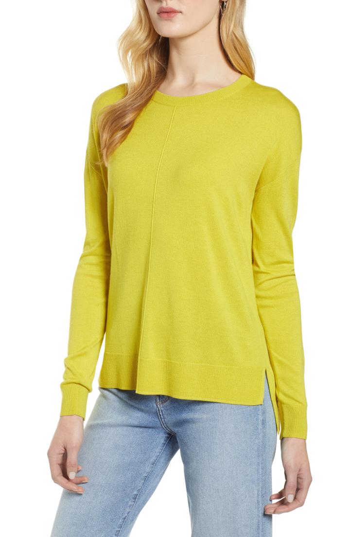 Women's Halogen Seam Detail High/low Sweater - Green