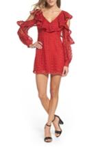 Women's French Connection Massey Lace Cold Shoulder Minidress - Red