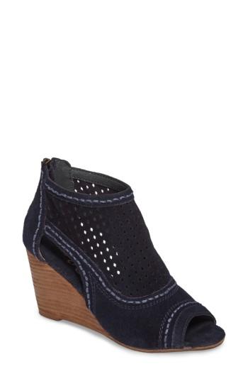 Women's Naughty Monkey Sharon Perforated Wedge Sandal .5 M - Blue