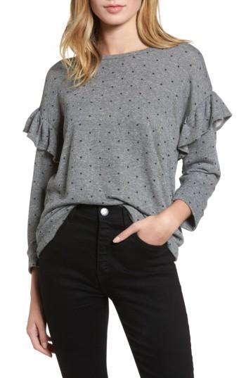 Women's Current/elliott The Ruffle Sweatshirt - Grey