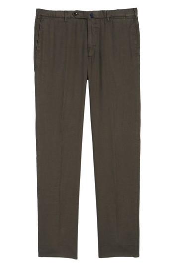 Men's Incotex Flat Front Stretch Linen & Cotton Trousers