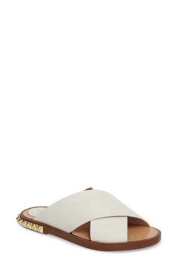 Women's Stuart Weitzman Rockrose Studded Slide Sandal M - White