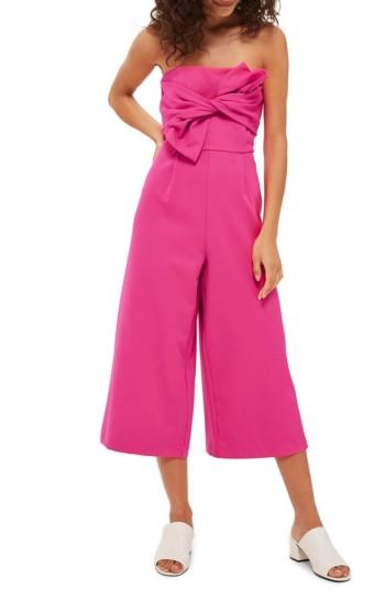 Women's Topshop Tie Twist Crop Jumpsuit Us (fits Like 0) - Pink